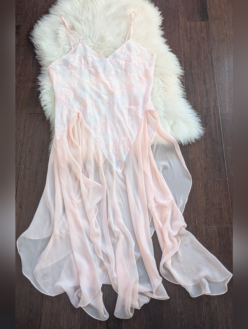 Vintage Fantasie Pink Fairy Boudoir Bridal Sheer Nightgown Negligee L Large